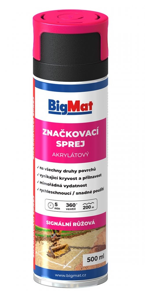 Sprej značkovací BigMat růžová 500 ml