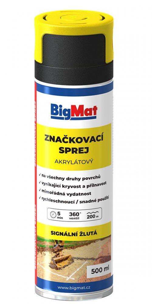 Sprej značkovací BigMat žlutá 500 ml