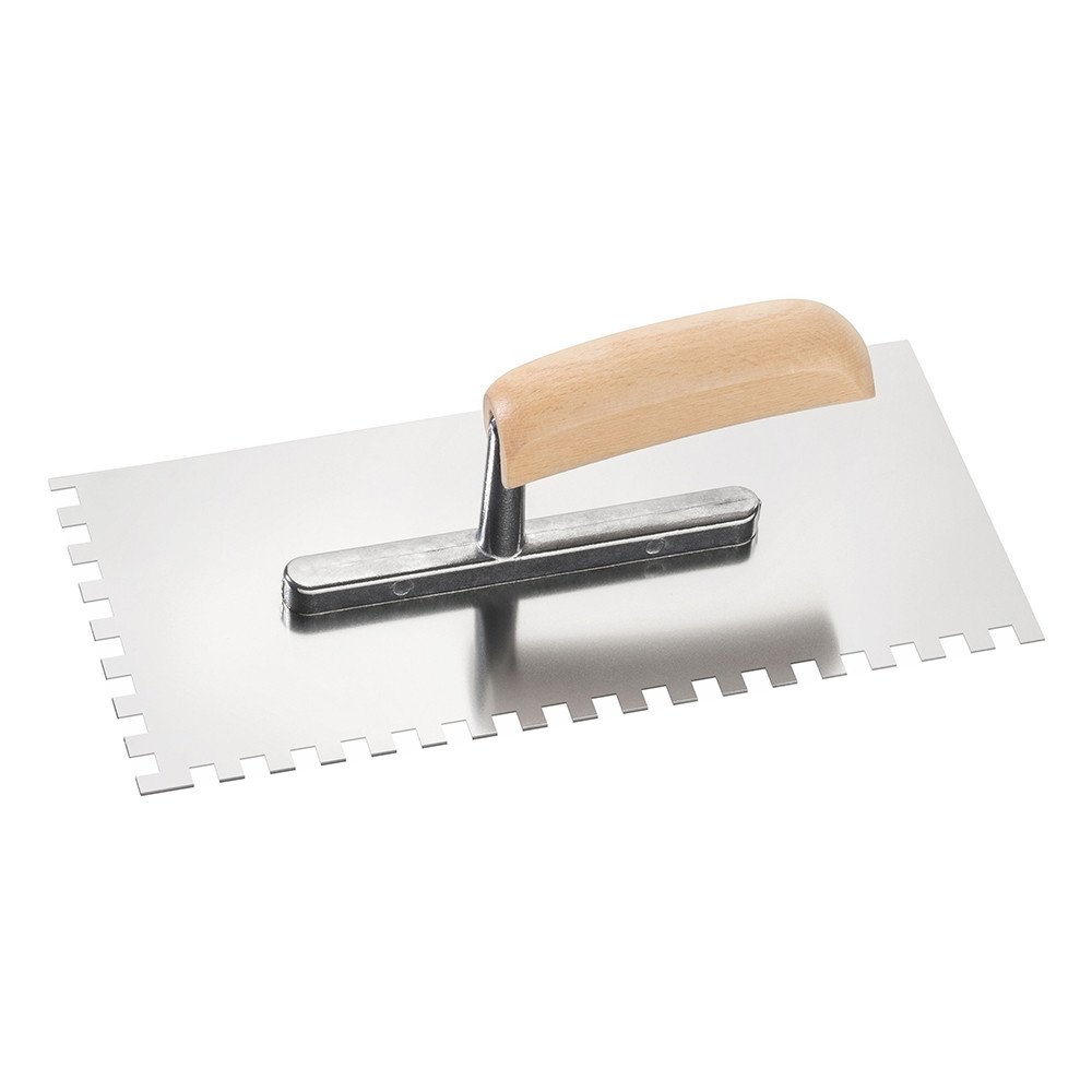 Hladítko ozubené 280×130mm, nerez 0,7mm, zub 8×8mm, dřevo