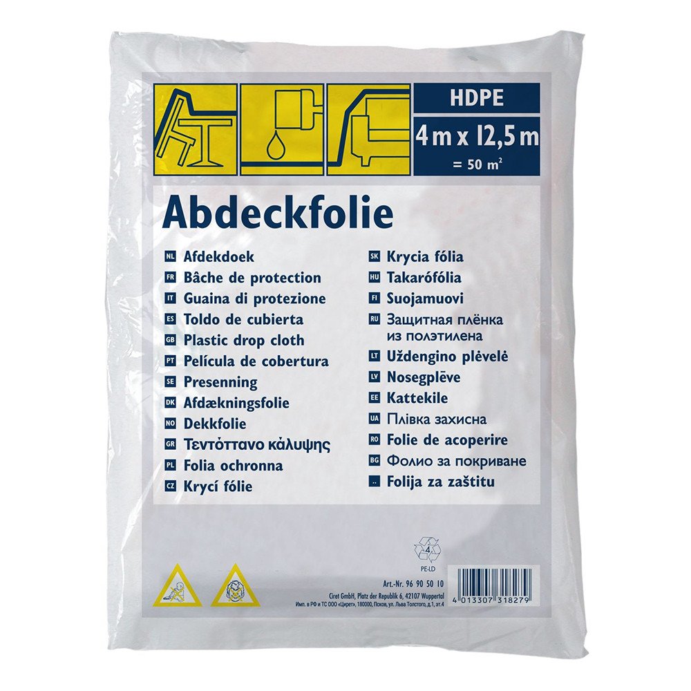 Fólie zakrývací HDPE 4×12,5m, 4my, skládaná, průsvitná