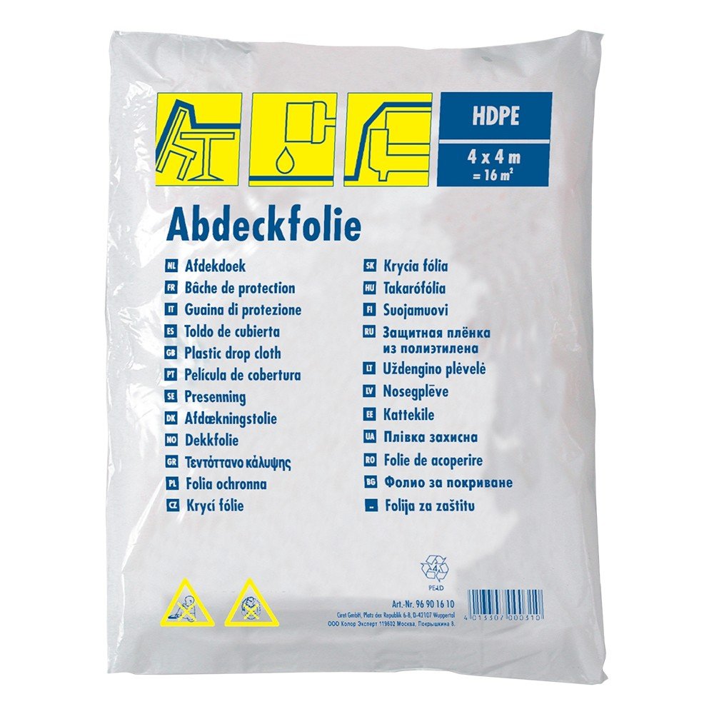 Fólie zakrývací HDPE 4×4m, 4,5my, skládaná, průsvitná