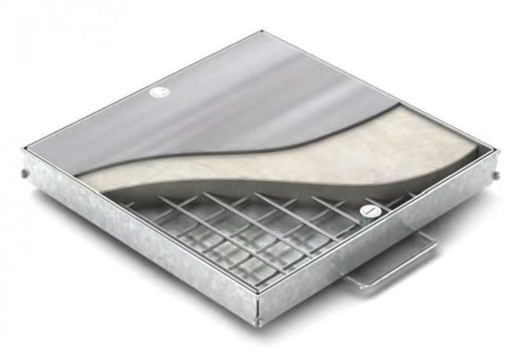 Poklop zadlažďovací MEA Deck SF 15 700×700×50 mm ocelový žárově pozink. pochozí A15 kN