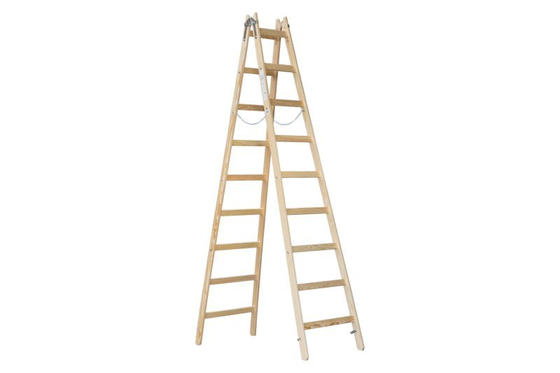 Štafle dřevěné, 9 příček, L = 286,5 cm