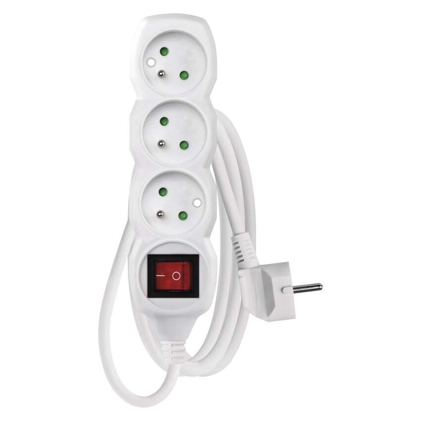 Kabel prodlužovací EMOS 1,2 m / 3 zásuvky s vypínačem / bílý