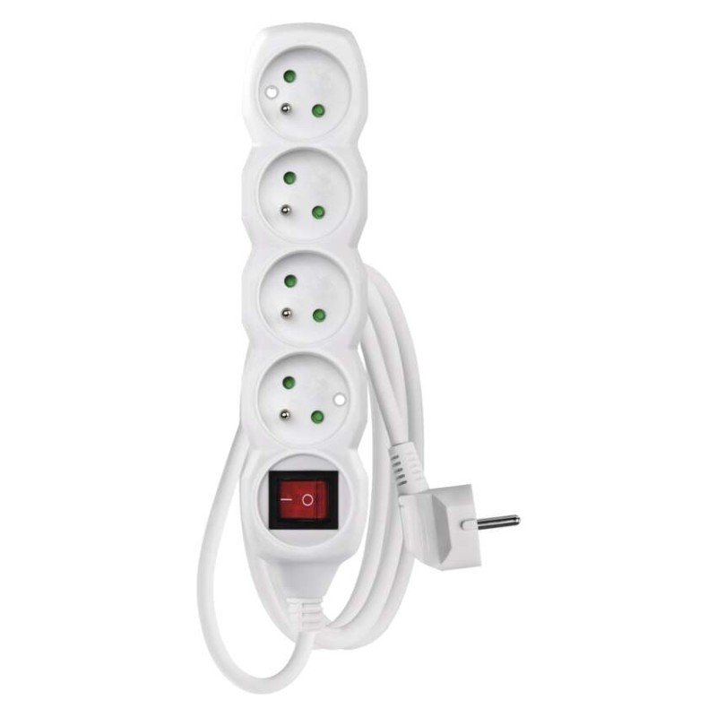 Kabel prodlužovací EMOS 2 m / 4 zásuvky s vypínačem / bílý