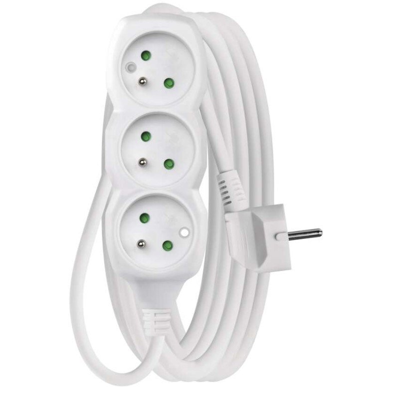 Kabel prodlužovací EMOS 5 m / 3 zásuvky bílý