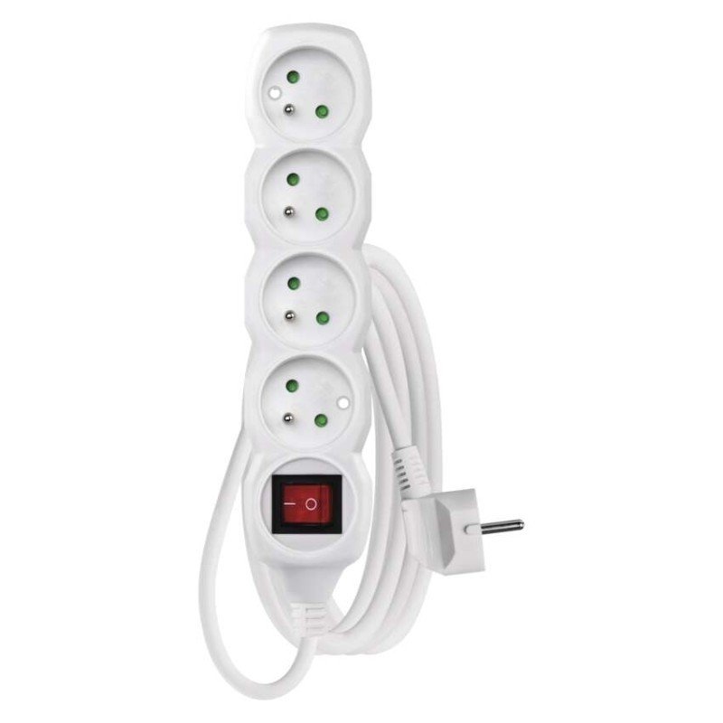 Kabel prodlužovací EMOS 3 m / 4 zásuvky s vypínačem / bílý