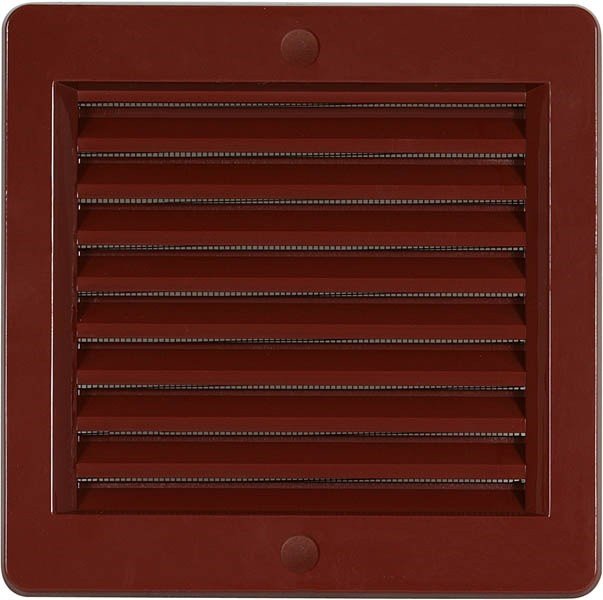 Mřížka větrací Haco 150×150 mm plastová s rámečkem a síťovinou hnědá